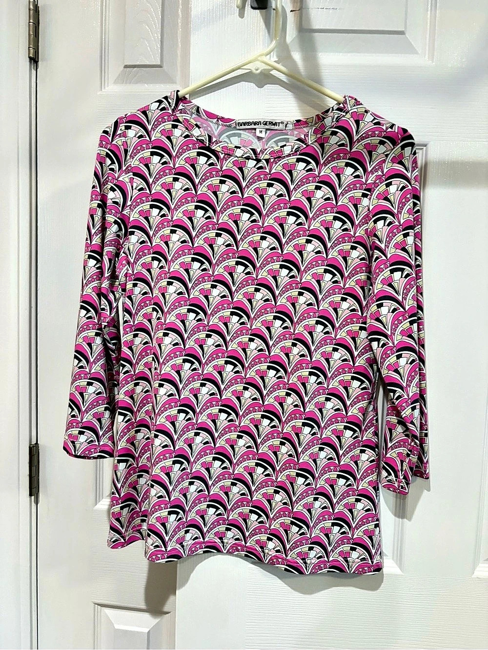 Barbara Gerwit Geometric Tunic in Pink & Black Size Medium